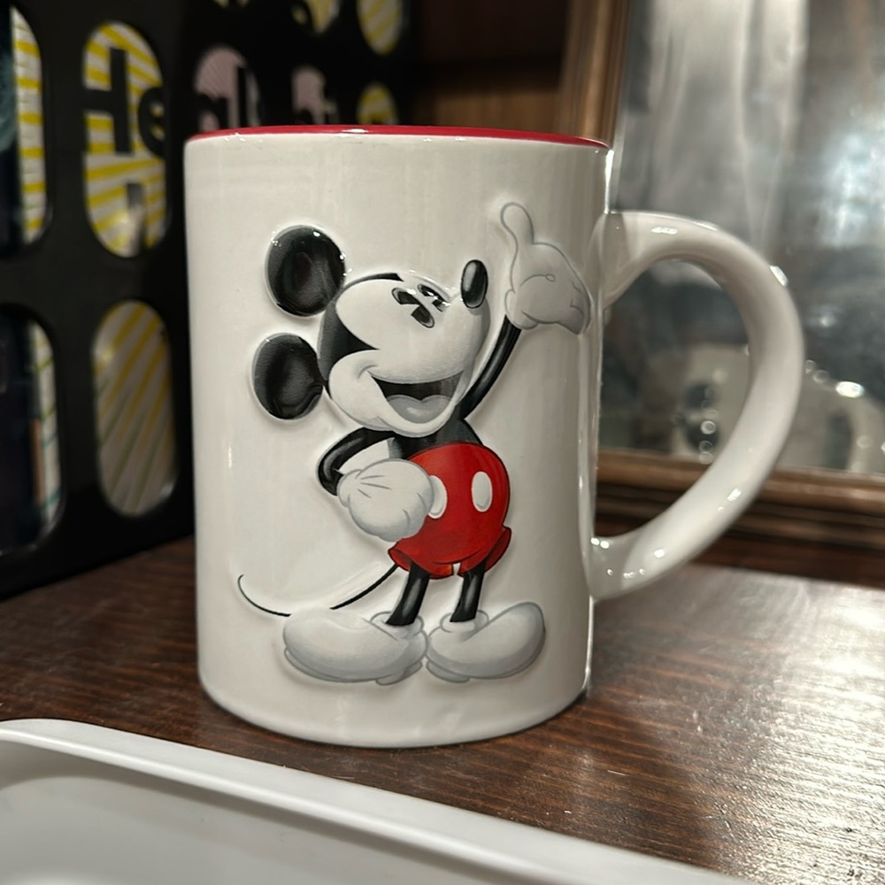 Mickey Mouse (Micky in 3D)Large White Ceramic Coffee Mug Cup Disney Jerry Leigh